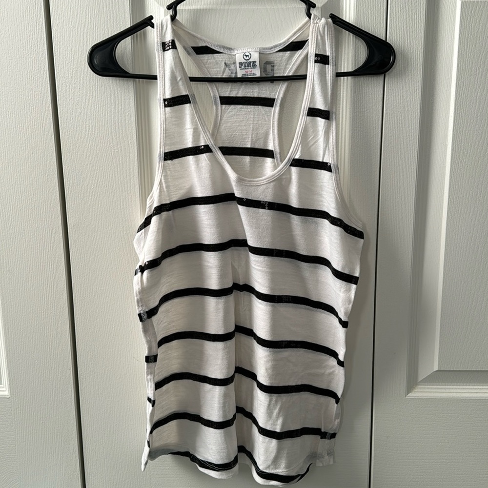 PINK Victoria’s Secret striped sequin tank top